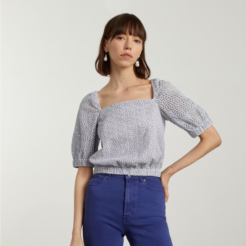 Everlane cotton puff sleeve top M